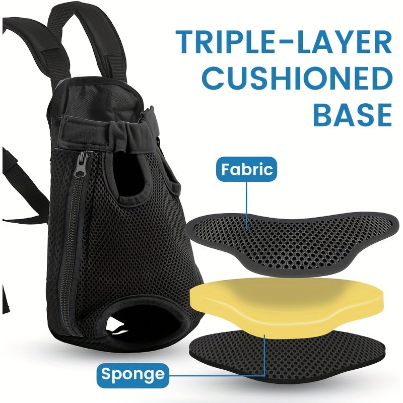 Pet Backpack with Adjustable Straps, Breathable Mesh Chest Carrier for Small Dogs and Cats, Zipper Closure and Random Plush Toy for Outdoor Trips