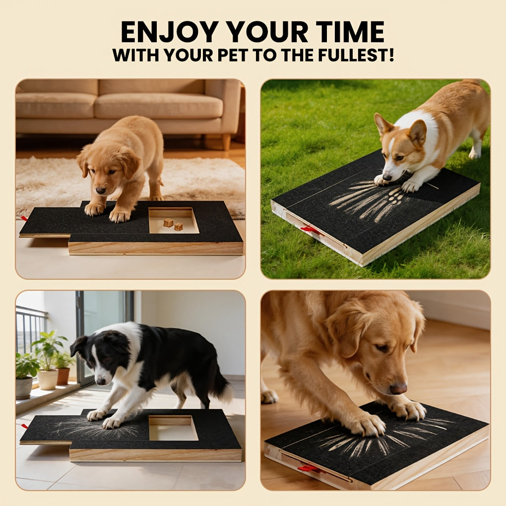 Dog Nail Scratch Pad with Treat Drawer, Interactive Paw Filing Board for Reward-Based Home Grooming, Board and Replacement Sandpaper Options