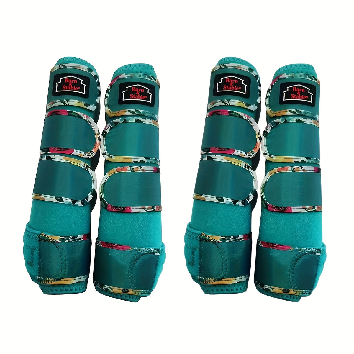 Breathable Horse Boots with Foam Cushioning and Adjustable Quick-Grip Closures, Front and Rear Leg Wraps for Endurance Training in Small, Medium and Large