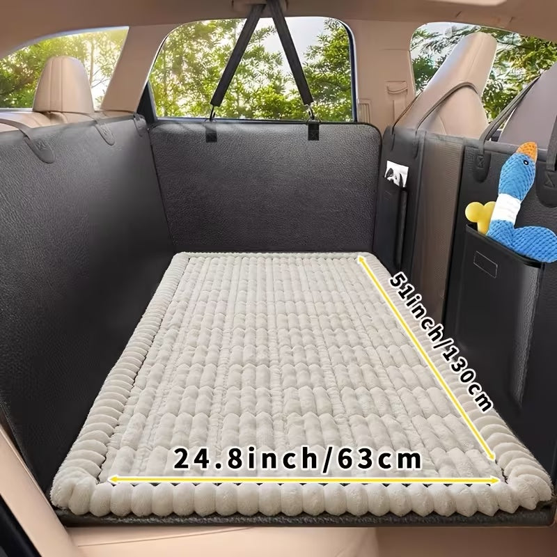 Dog Car Mat with Quilted Cushion, 24.8 x 51 Inch Non-Slip Polyester Pet Travel Pad for Rear Seats in SUVs, Sedans and Trucks, Four Colors