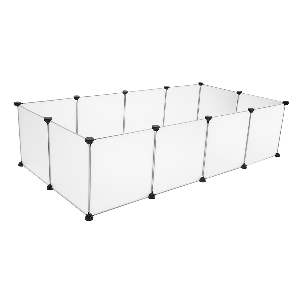 Plastic Pet Playpen with 12 Modular Panels, Portable DIY Indoor Fence for Small Animals and Puppies, Connectors and Assembly Mallet Included
