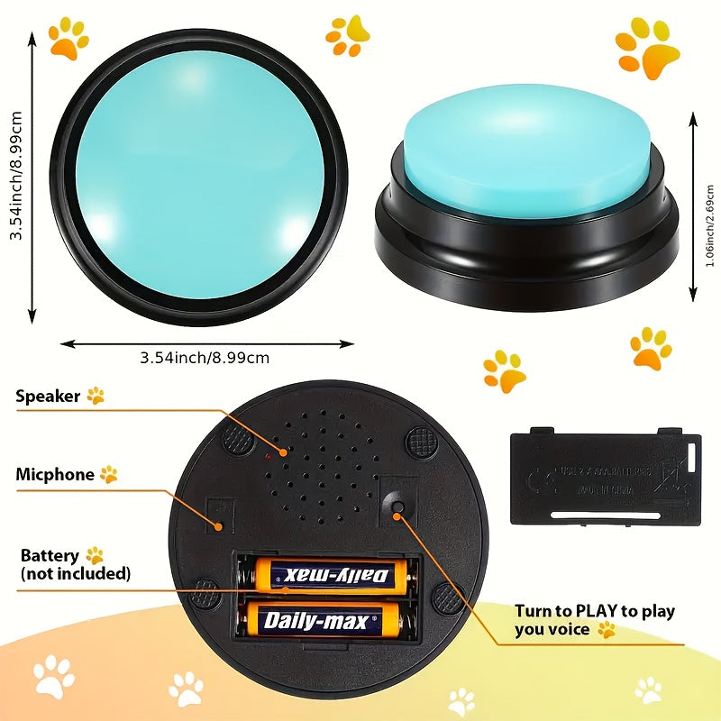 Recordable Dog Buttons 6 Pack, Pet Communication Training Buzzers in Random Colors and Patterns for Dogs and Cats, Supervised Voice Cue Practice