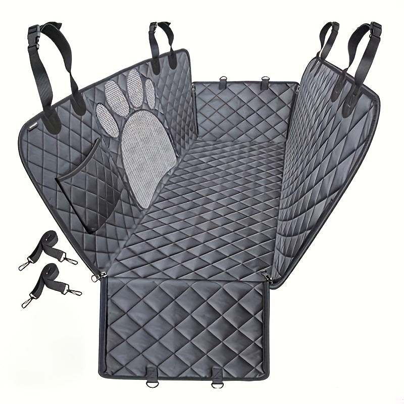 Dog Seat Cover Hammock with Open Mesh, 600D Scratch-Resistant Non-Slip Rear Seat Protector for Pet Travel in Cars, Trucks and SUVs