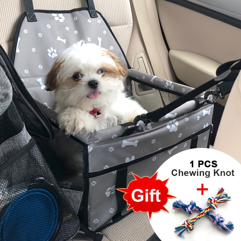 Mesh Dog Car Seat for Small Dogs and Cats up to 22 lbs, Foldable Pet Travel Bed with Adjustable Shoulder Strap, Non-Slip Base and Washable Cover