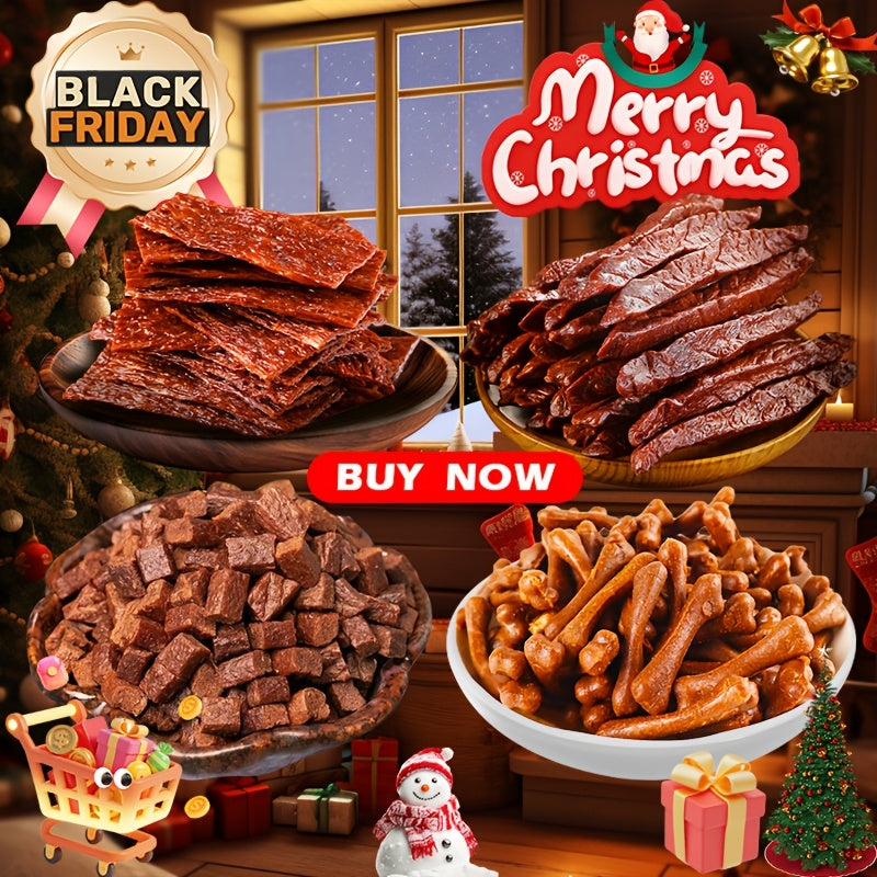 Mixed Meat Dog Treat Packs with Sausage, Meat Cubes, Slices and Chicken & Duck Combo Options for Supervised Training Rewards and Christmas Gifts