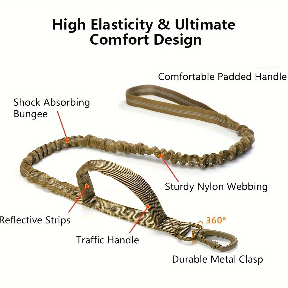 Heavy Duty Dog Collar and Leash Set with Control Handle, 1.5-Inch Padded Adjustable Nylon Collar for Medium and Large Dogs, Walking and Training