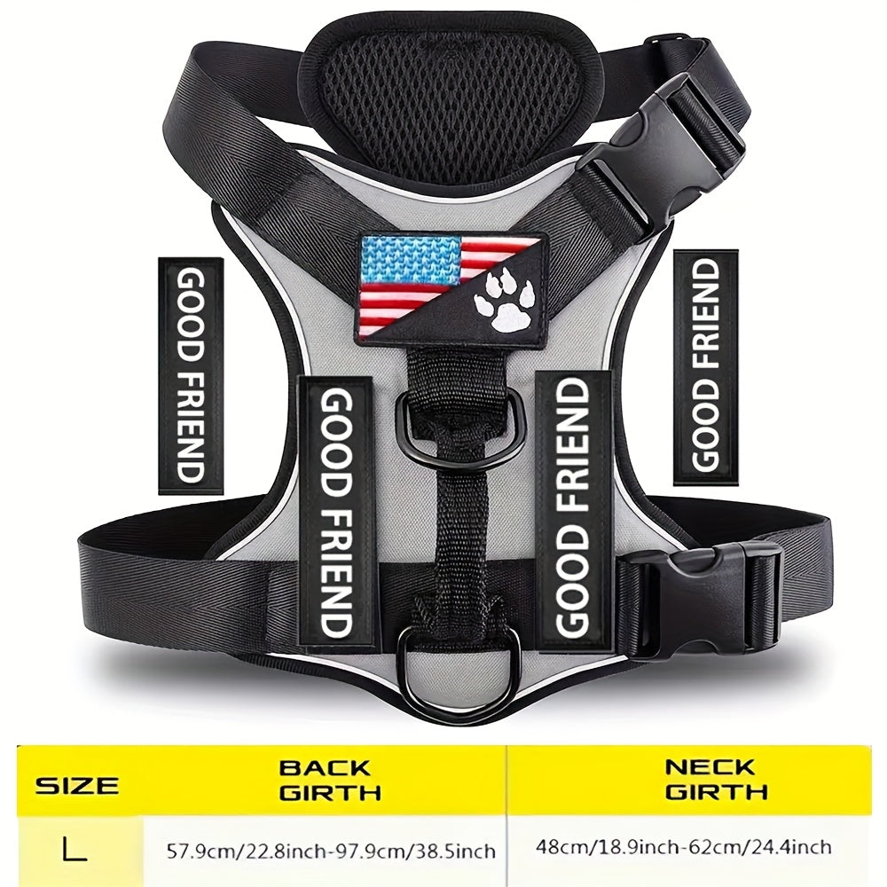 Service Dog Harness with 5 Removable Patches, Reflective Adjustable Soft Oxford Dog Vest with Inner Mesh Layer and ID System for Small Medium Large Dogs, Public Access and Mobility Aid Vest for Walking