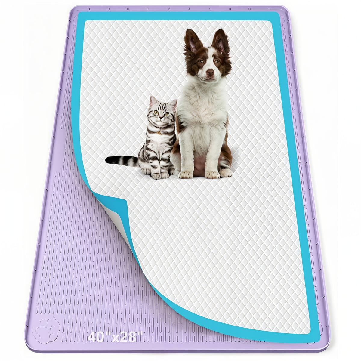Silicone Pee Pad Holder for Dogs, Bartuke Washable Raised-Edge Training Pad Tray with Non-Slip Surface for Indoor Potty Routines, Pads Not Included