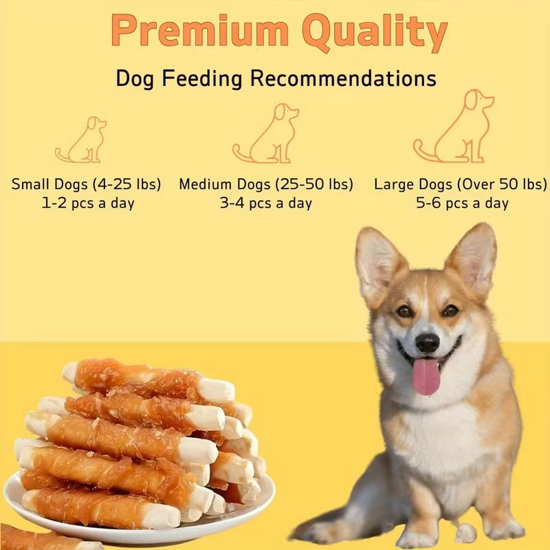 Dog Treat Assortment with Chicken Jerky and Wrapped Chew Selections, Combination 1–6 Options for Medium and Large Dogs, Supervised Snack and Reward Time