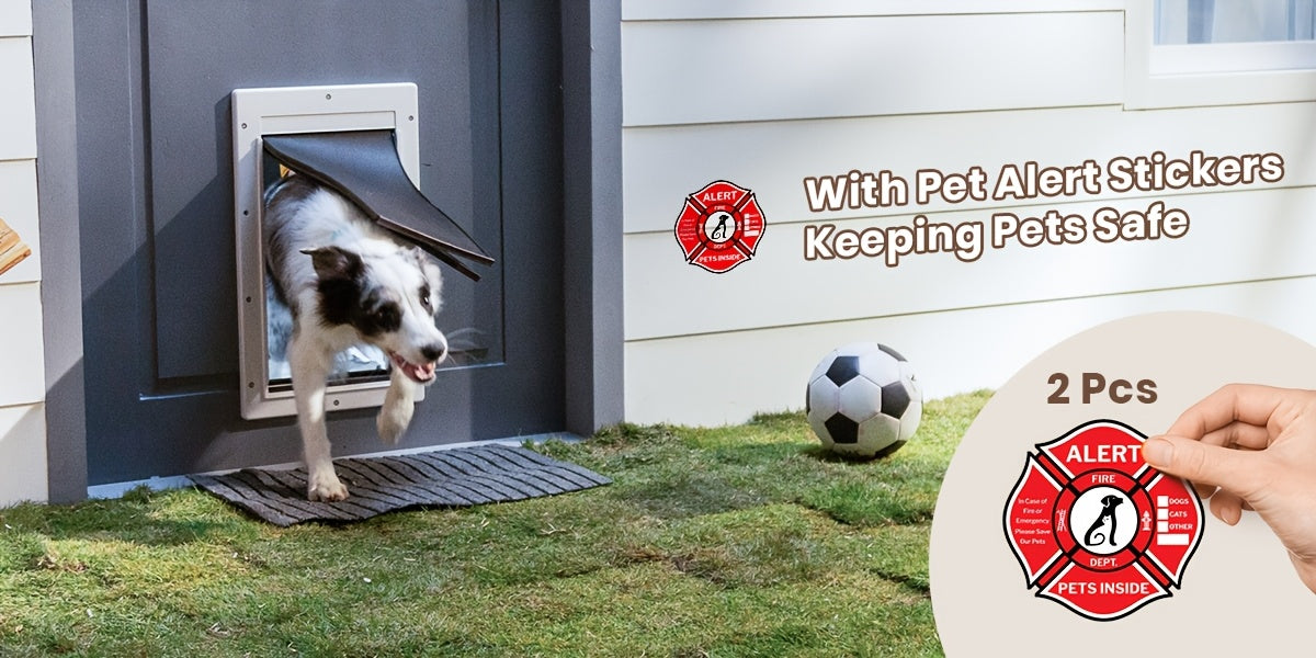 3-Flap Dog Door with Insulation Layer and Two Magnetic Flaps, Reinforced Polymer Pet Entry with Closing Panel in Medium or Large, Black or White
