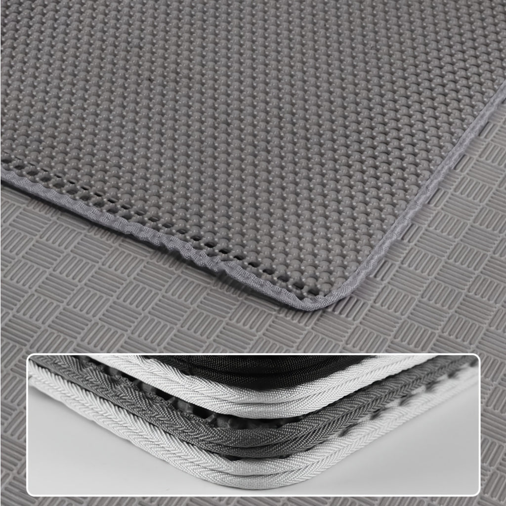 XXL Cat Litter Mat 47.2 x 27.6 Inches, Grey Double Layer EVA Litter Catcher with Non-Slip Design, Washable Scatter Control for Indoor Litter Box Areas