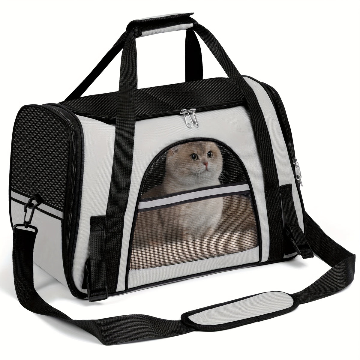 Foldable Cat Carrier Backpack with Zipper Closure, Ventilated Pet Travel Bag for Cats and Dogs, Seven Colors for Vet Visits and Everyday Trips