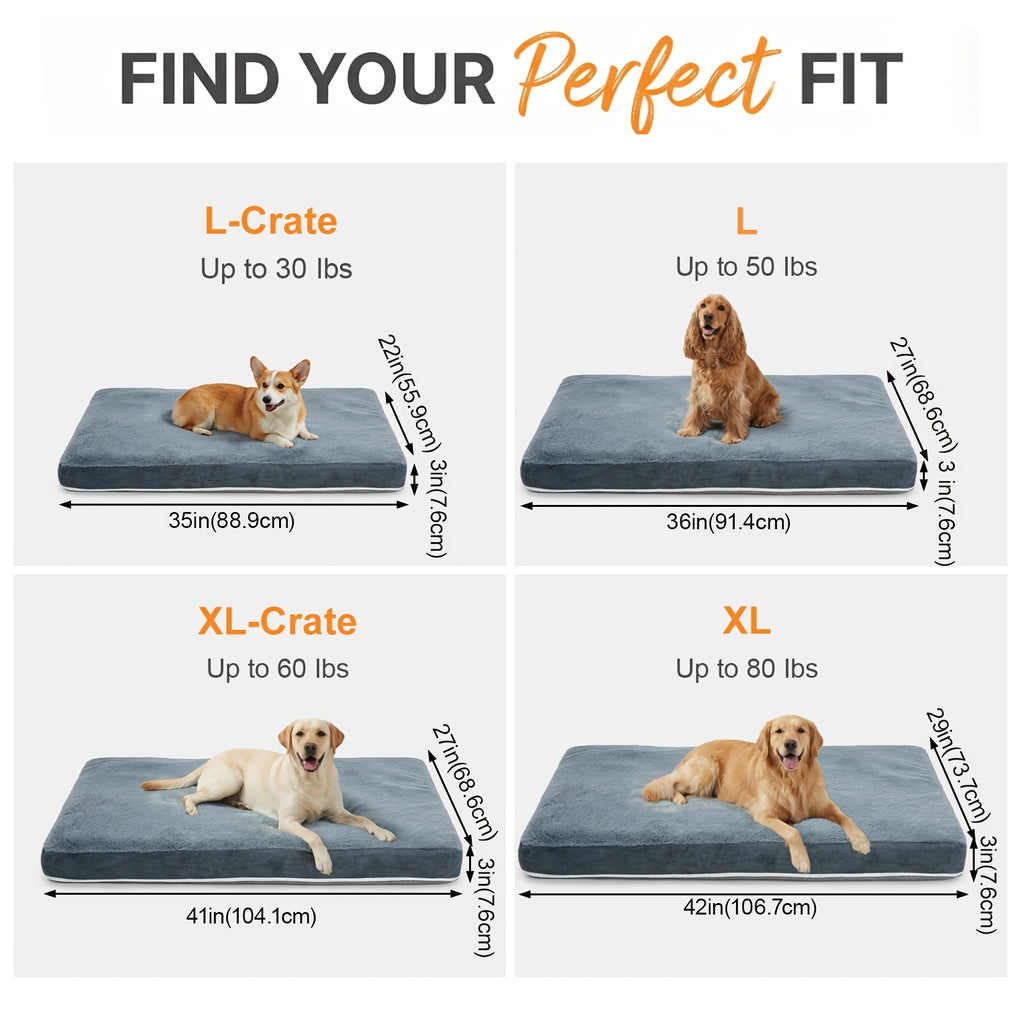 Double-Sided Orthopedic Dog Bed with Egg Crate Foam, Removable Washable Cover and Anti-Slip Base, Gray Crate Mat, 22.05 x 35.04 Inches