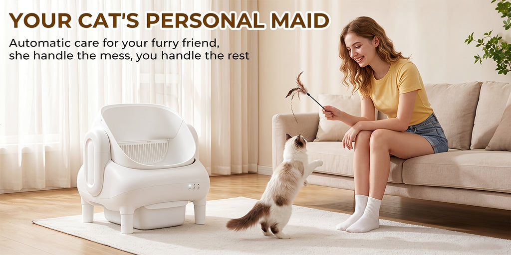 95L Automatic Cat Litter Box with App Control, Removable Washable Inner Tray and Built-In Safety Sensor for Multi-Cat Households