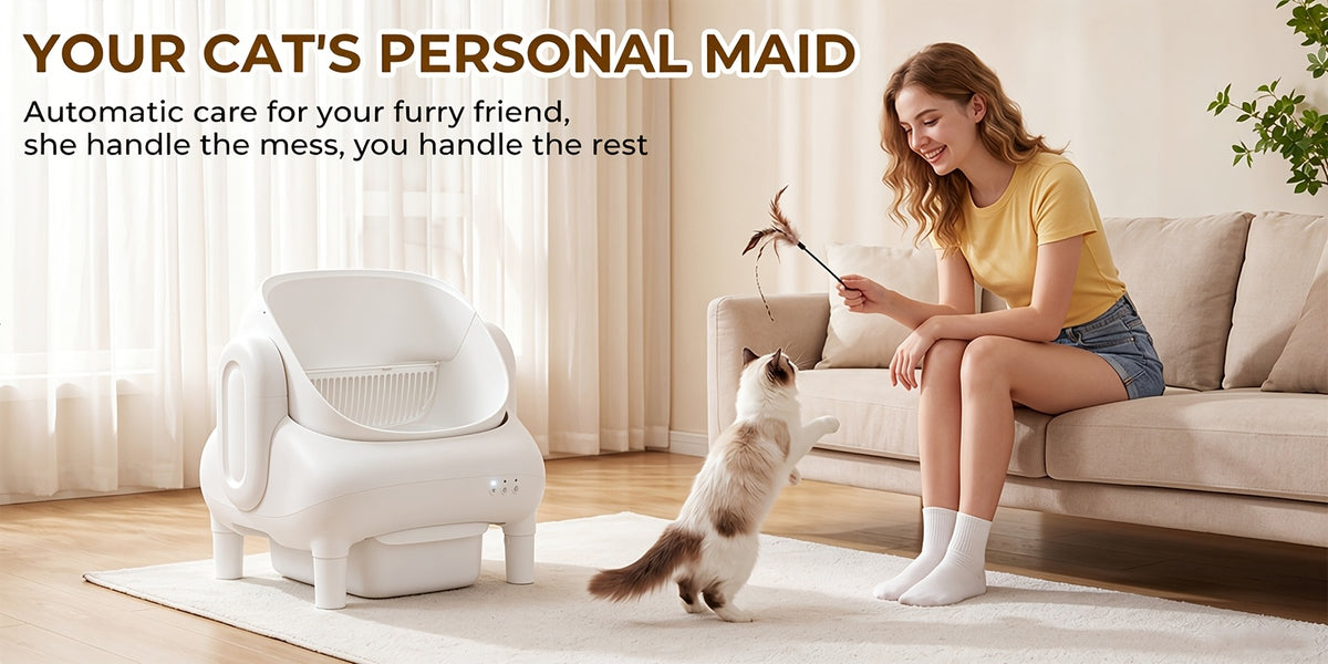 95L Automatic Cat Litter Box with App Control, Removable Washable Inner Tray and Built-In Safety Sensor for Multi-Cat Households