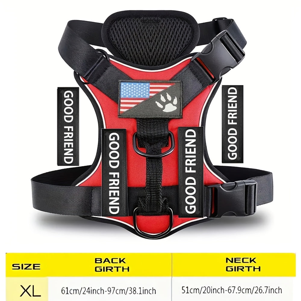 Service Dog Harness with 5 Removable Patches, Reflective Adjustable Soft Oxford Dog Vest with Inner Mesh Layer and ID System for Small Medium Large Dogs, Public Access and Mobility Aid Vest for Walking