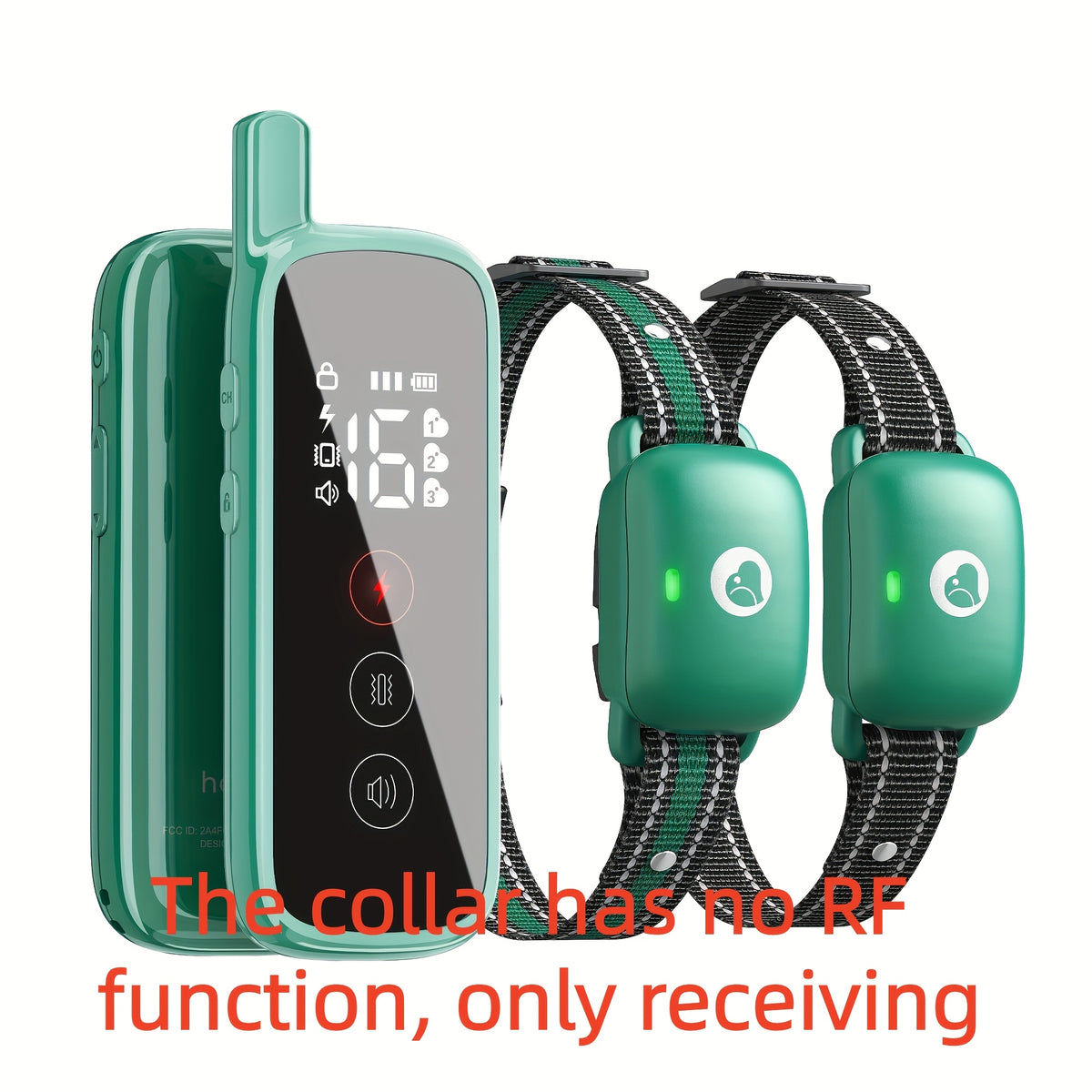 Multi-Dog Training Collar with Remote, Green Electronic Collar with 3 Training Modes and Icons for Medium and Large Dogs, 2 or 3 Dog Options