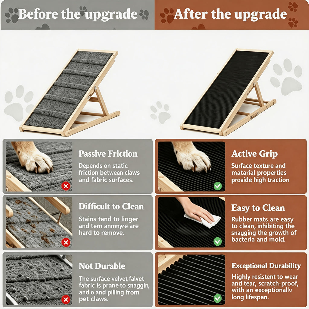 Dog Ramp for Bed and Sofa, Folding Wooden Pet Ramp with Adjustable Height and Side Guards, 40, 44 or 55 Inch Length Options for Furniture Access