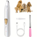 Dog Paw Hair Trimmer with LED Light, White USB Rechargeable Low-Noise Mini Pet Clippers with Narrow Head for Dog and Cat Grooming Touch-Ups