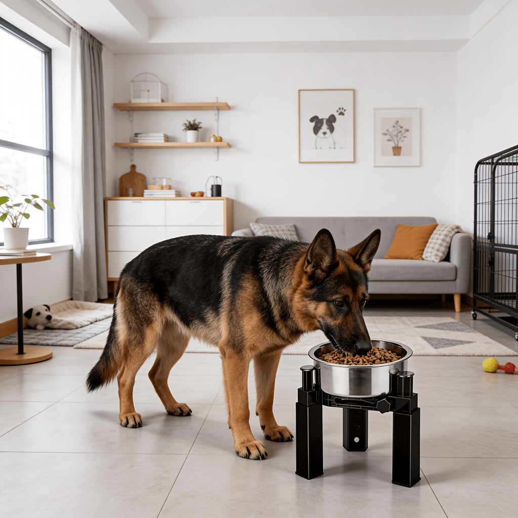 Dog Bowl Stand with 2.64 to 8.86 Inch Adjustable Height, Elevated Double-Bowl Holder for Large Breed Feeding Setups, Bowls Not Included