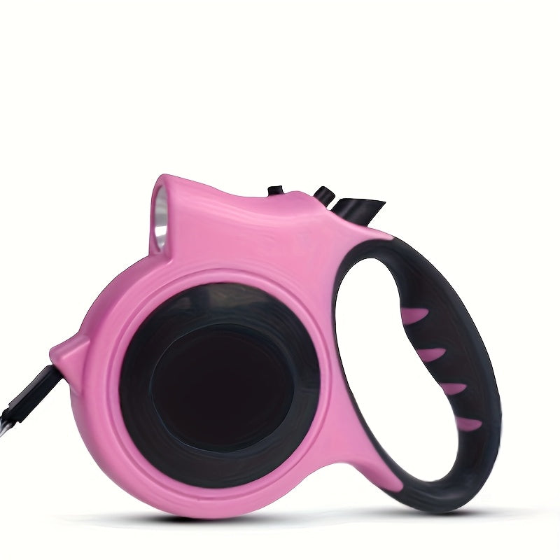 Retractable Dog Leash with Optional LED Light, 16 Feet Adjustable PVC Walking Lead for Small and Medium Dogs, Black or Pink Day and Evening Walk Options