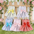Striped Pet Dress Set, 5-Piece Bow Princess Dresses for Small and Medium Dogs and Cats, Five Colors for Dress-Up and Photos, XS–XXL
