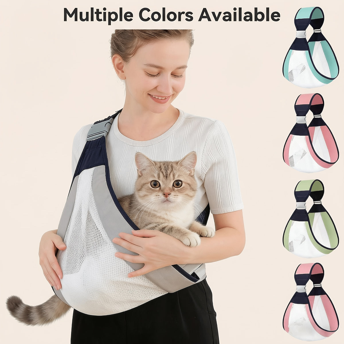 Small Pet Sling Carrier, Foldable Hammock-Style Shoulder Bag for Cats and Small Dogs, Portable Outdoor Carrying Pouch for Everyday Outings