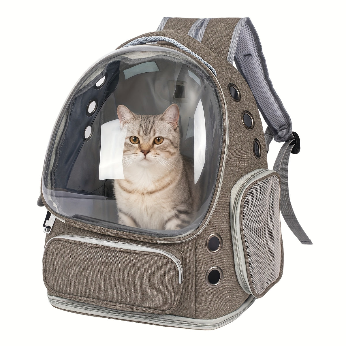 Cat Carrier Backpack with Clear Bubble Window, Breathable Space Capsule Travel Bag with Zipper Entry for Cats and Kittens, Six Color Options