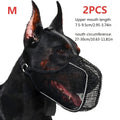 Full Coverage Mesh Dog Muzzle Mask 2-Pack in Black, Reflective Polyester Design with Adjustable Straps for Supervised Grooming and Vet Visits