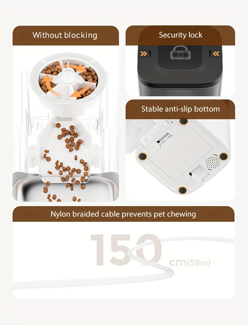 Automatic Cat Feeder with WiFi App Control, 3L Smart Dry Food Dispenser with Scheduled Meals, USB Power and Optional Camera for Cats and Dogs