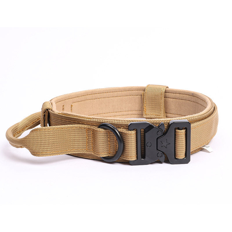 Wide Tactical Dog Collar 1.8 Inch with Control Handle, Quick-Release Metal Buckle and D-Ring, Nylon Walking and Training Collar for Medium and Large Dogs