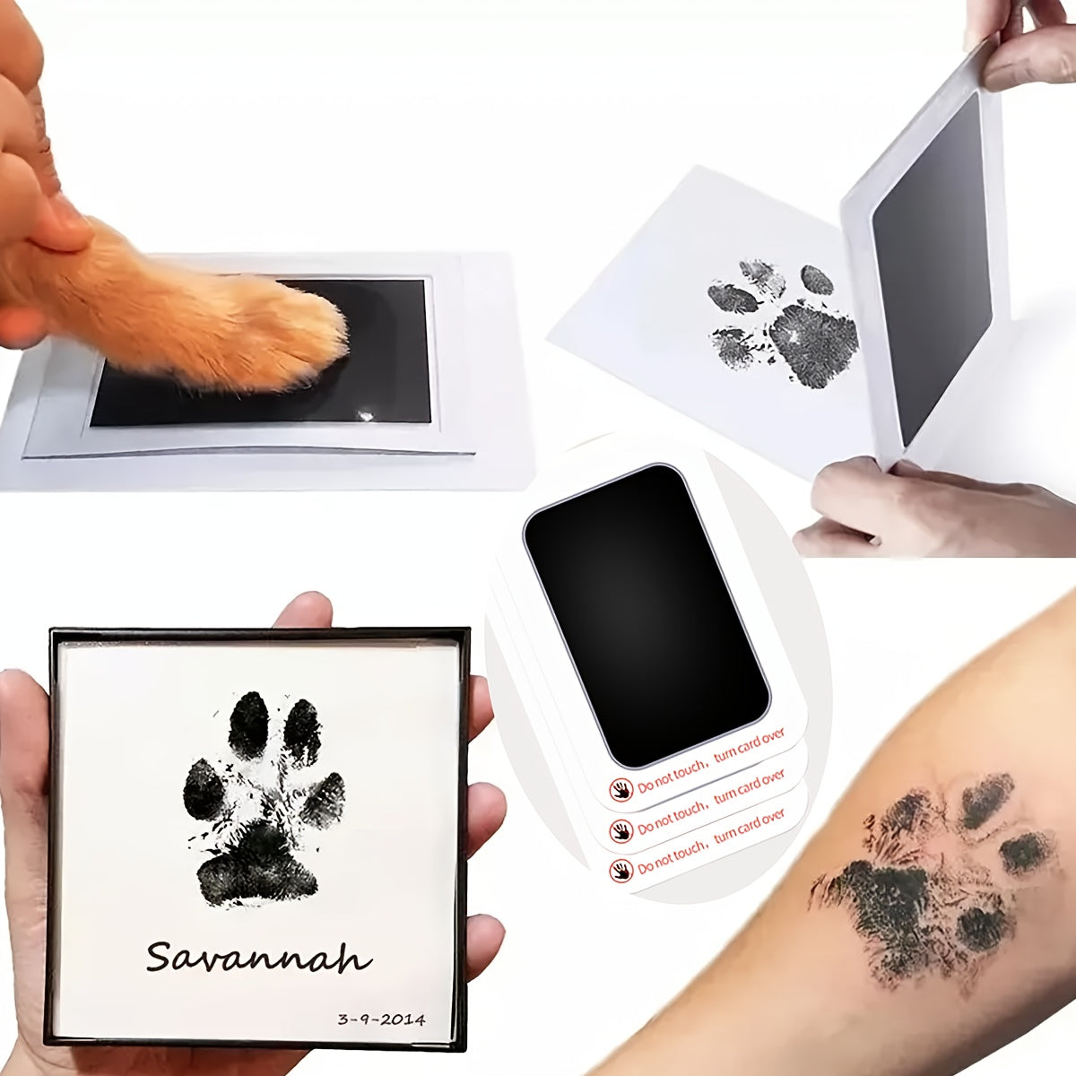 Non-Contact Paw Print Kit for Dogs and Cats, 4-Piece Pet Impression Keepsake Set with Two Boxes for Memory Crafts and Pet Lover Gifts