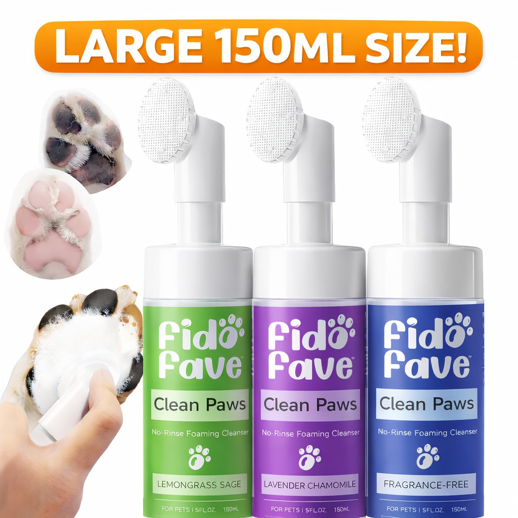 No-Rinse Paw Cleaner for Dogs and Cats, 5oz Paw Wash with Soft Brush, Lavender Chamomile, Lemongrass Sage or Fragrance-Free Options for Daily Grooming