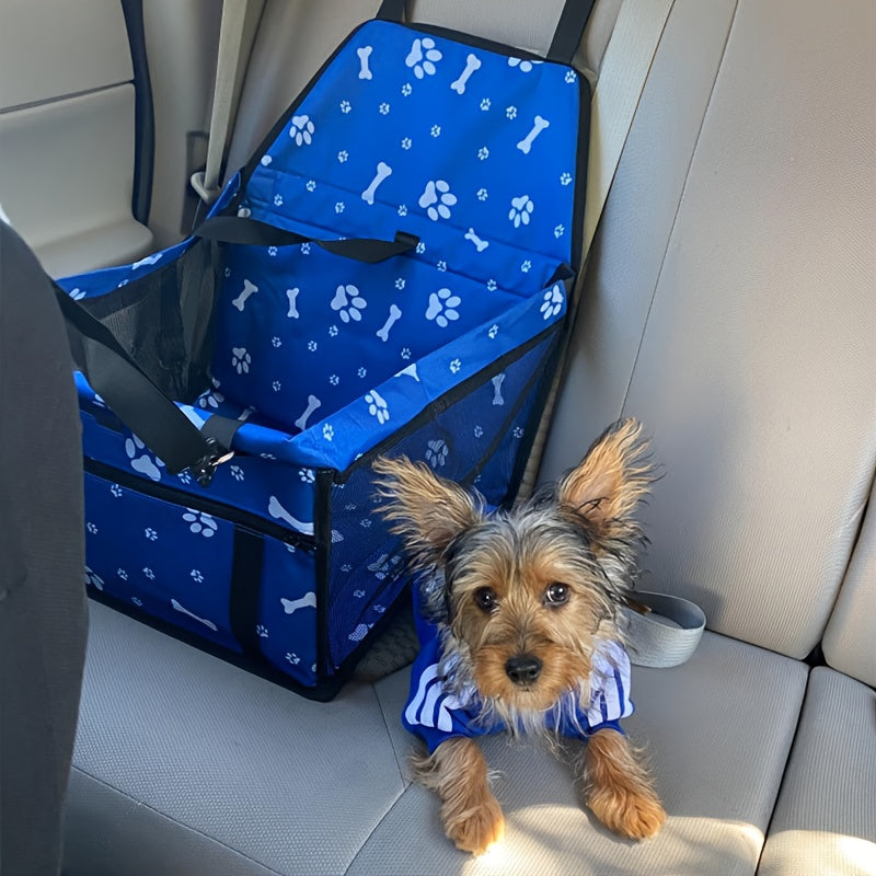 Mesh Dog Car Seat for Small Dogs and Cats up to 22 lbs, Foldable Pet Travel Bed with Adjustable Shoulder Strap, Non-Slip Base and Washable Cover