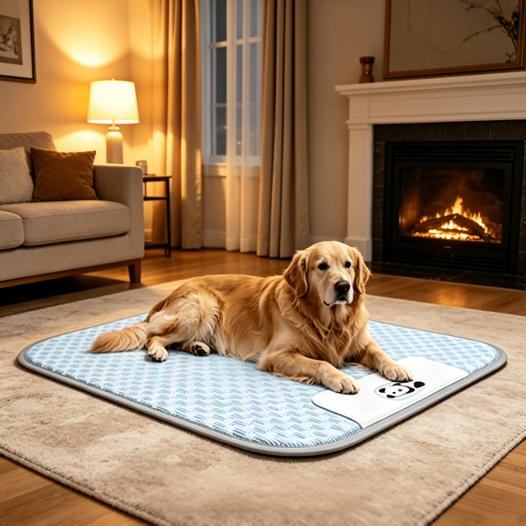 Washable Pet Bed Mat for Dogs and Cats, Blue Textured Non-Slip Sleeping Pad in S, M and L Sizes up to 44.9 x 34.3 Inches for Home and Vehicle Use