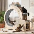 Cat Running Wheel for Indoor Exercise, Quiet Large Cat Treadmill with Stable Base in Wood Color for Daily Activity and Interactive Play