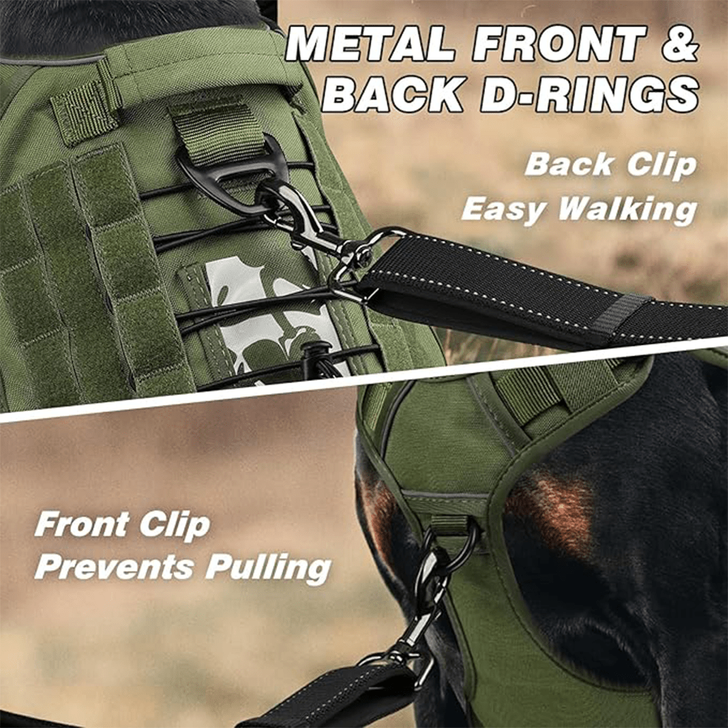 Tactical Dog Harness Vest with Adjustable Reflective Design, Machine Washable Outdoor Walking and Obedience Training Gear in S, M, L and XL