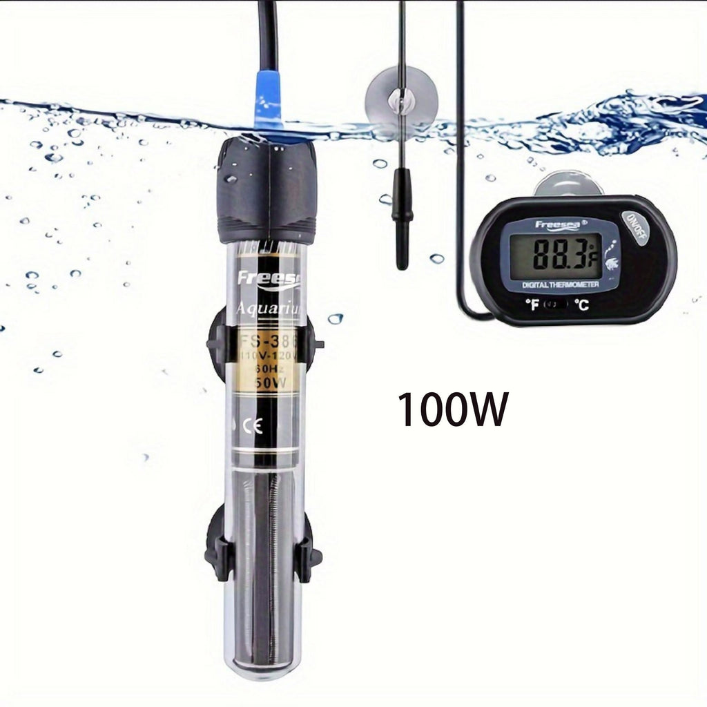 Aquarium Heater with Thermometer, Submersible Fish Tank Water Heater in 25W, 50W, 100W or 300W for Freshwater and Saltwater Setups