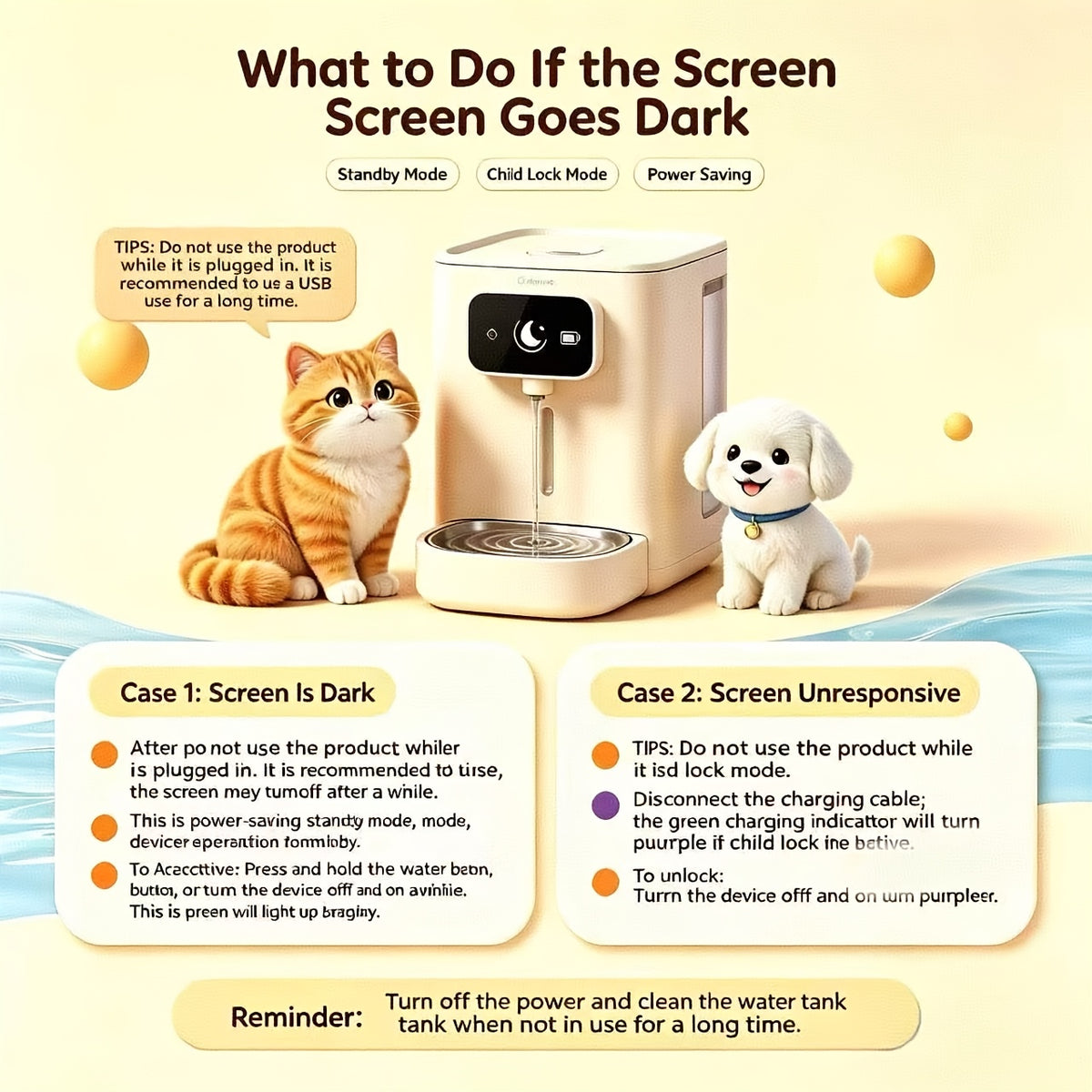 Filterless Cat Water Fountain 3L with Dual Tanks, Rechargeable Automatic Tilting Stainless Steel Bowl and Adjustable Refresh Intervals for Cats and Small Dogs