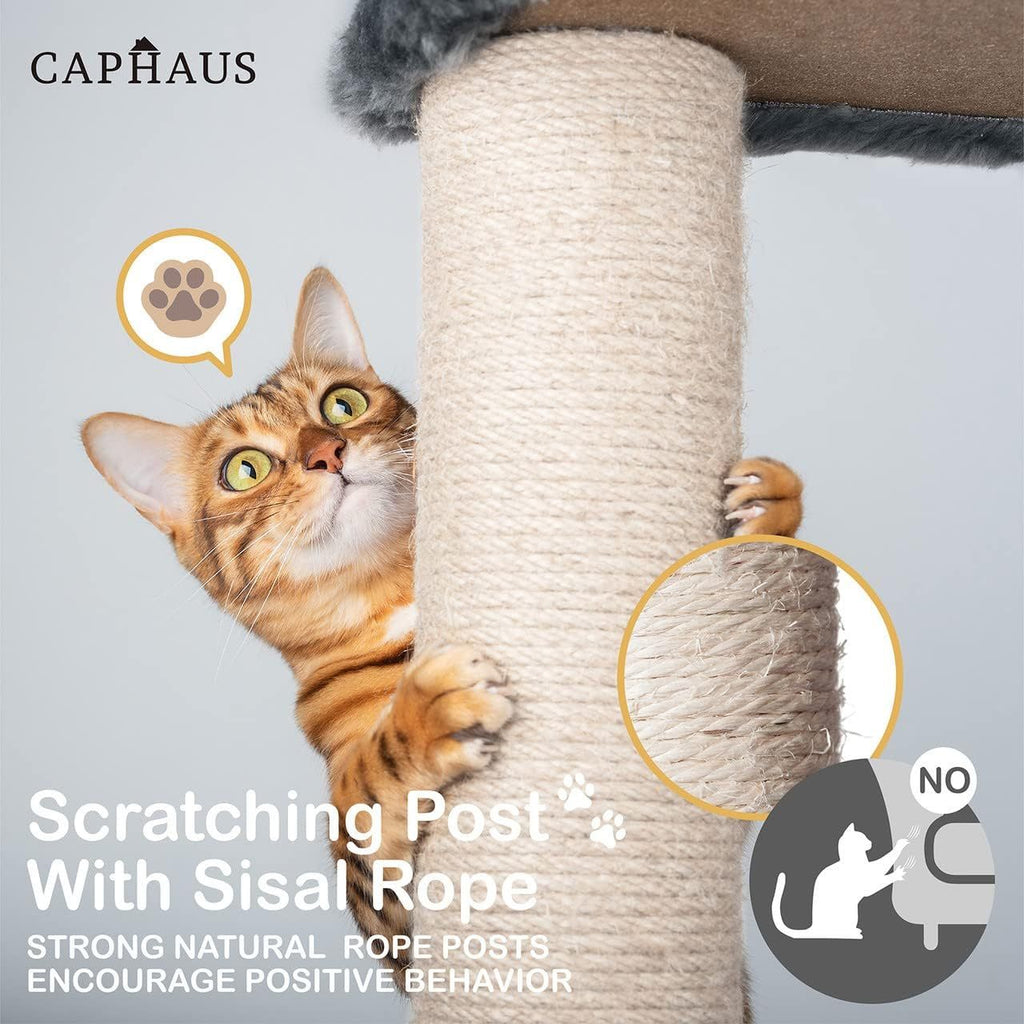 Cat Tree with Scratching Ramp, 37 Inch Indoor Cat Tower with Widened Padded Perch, Sisal Posts, Hammock and Cozy Condo for Cats and Kittens