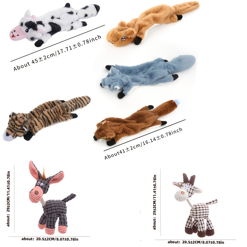 Squeaky Plush Dog Toy Assortment, 10-Piece or 4-Piece Random Animal Set for Supervised Gentle Chewing, Interactive Games and Puppy Playtime