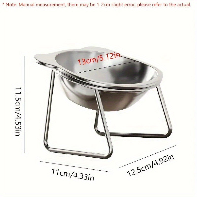 Stainless Steel Cat Ear Bowls with 15 Degree Tilted Elevated Stands, 2 Sets of Raised Pet Dishes for Everyday Food and Water