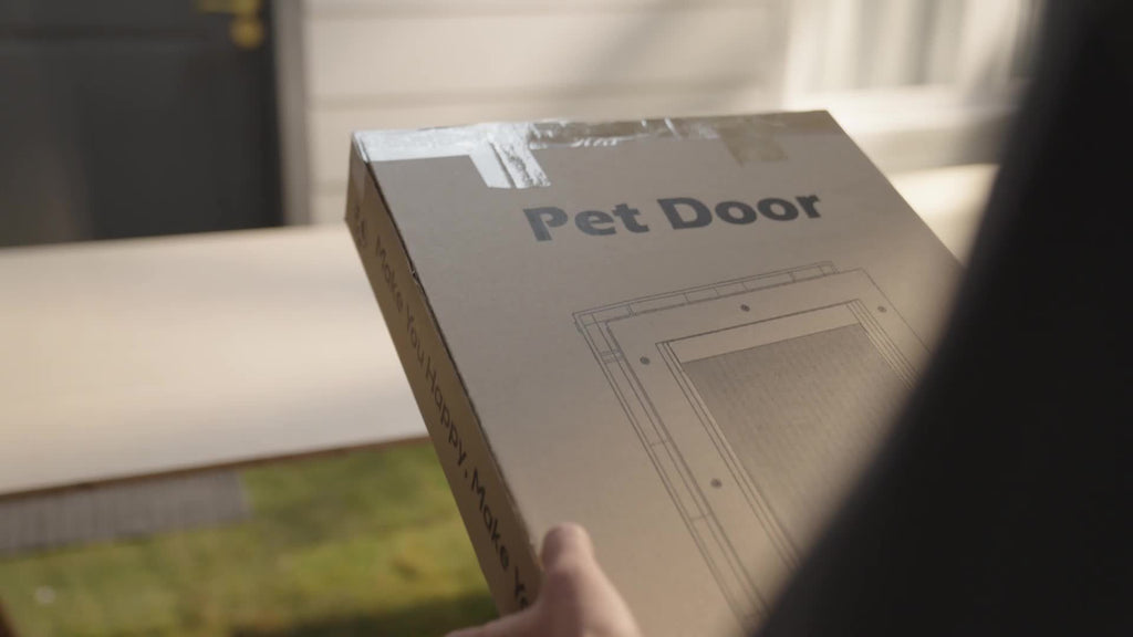 Dog Door with Double Magnetic Flaps and Closing Panel, Black Reinforced Polymer Pet Entry for Interior or Exterior Doors and Compatible Wall Installations