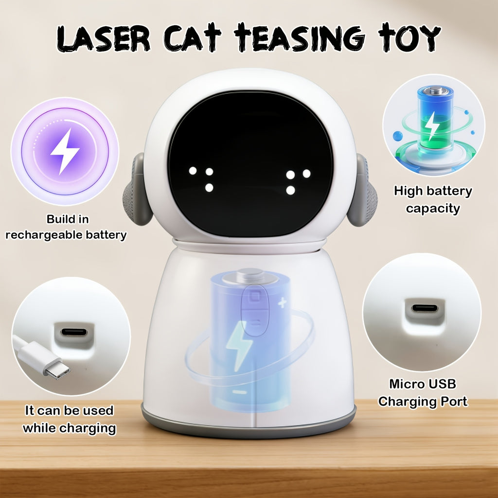 Dual Laser Cat Toy for Indoor Cats, Motion-Activated Rechargeable Interactive Toy with Mouse and Dot Patterns, 3 Speeds and Adjustable Head