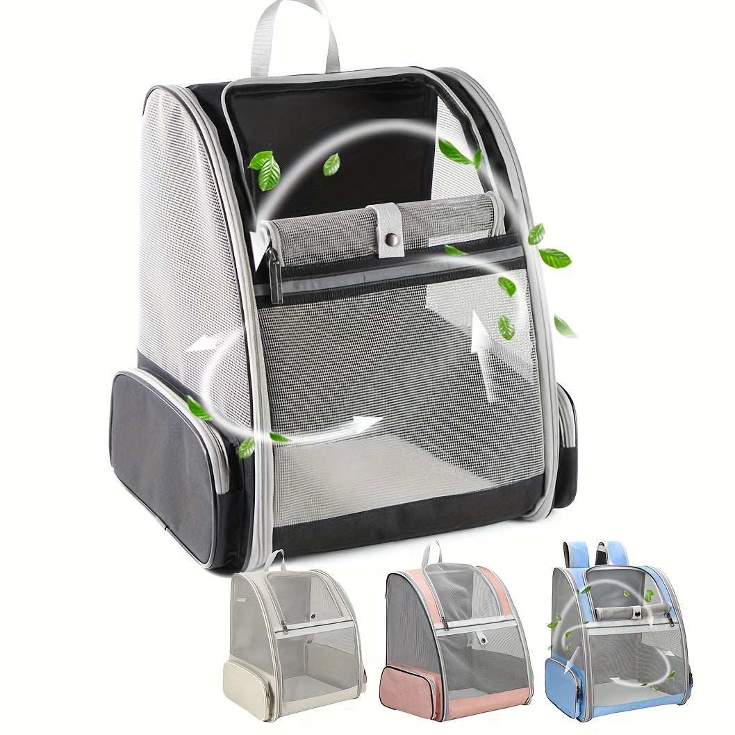 Mesh Cat Carrier Backpack, Foldable Pet Travel Bag with Three-Sided Ventilation, Chest Buckle and Removable Mat for Cats and Small Dogs, Purple or White