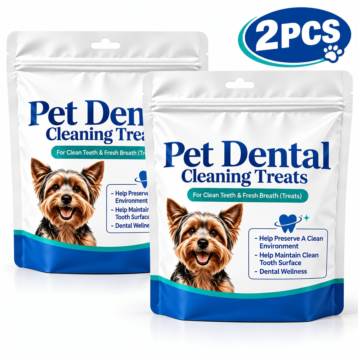 Dog Dental Care Treats with Listed Lactobacillus Helveticus, Bifidobacterium Longum, Brown Algae and Spinach Powder, 1 or 2 Unit Options