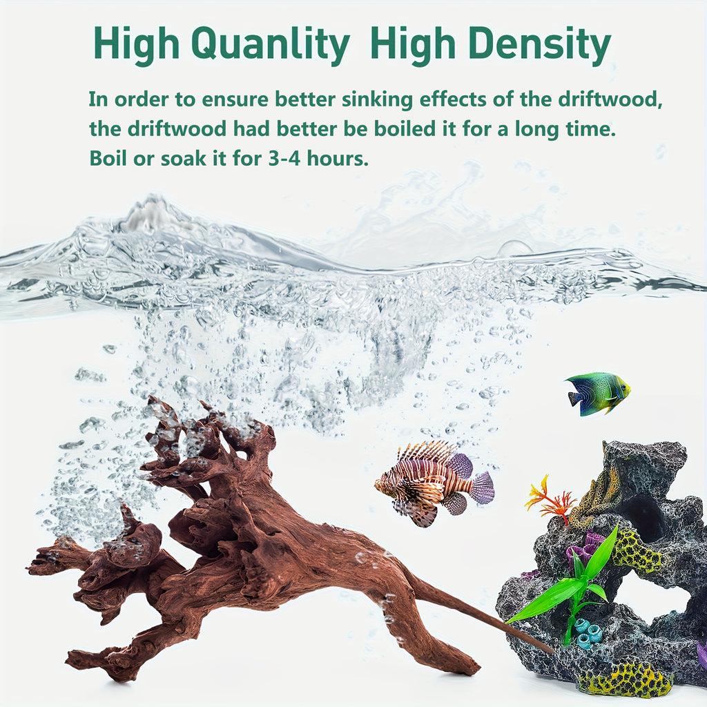 Natural Driftwood Aquarium Decoration 2-Pack, 9-14 Inch Wood Pieces for Fish Tank Aquascaping, Reptile Terrarium Decor and Custom Habitat Layouts