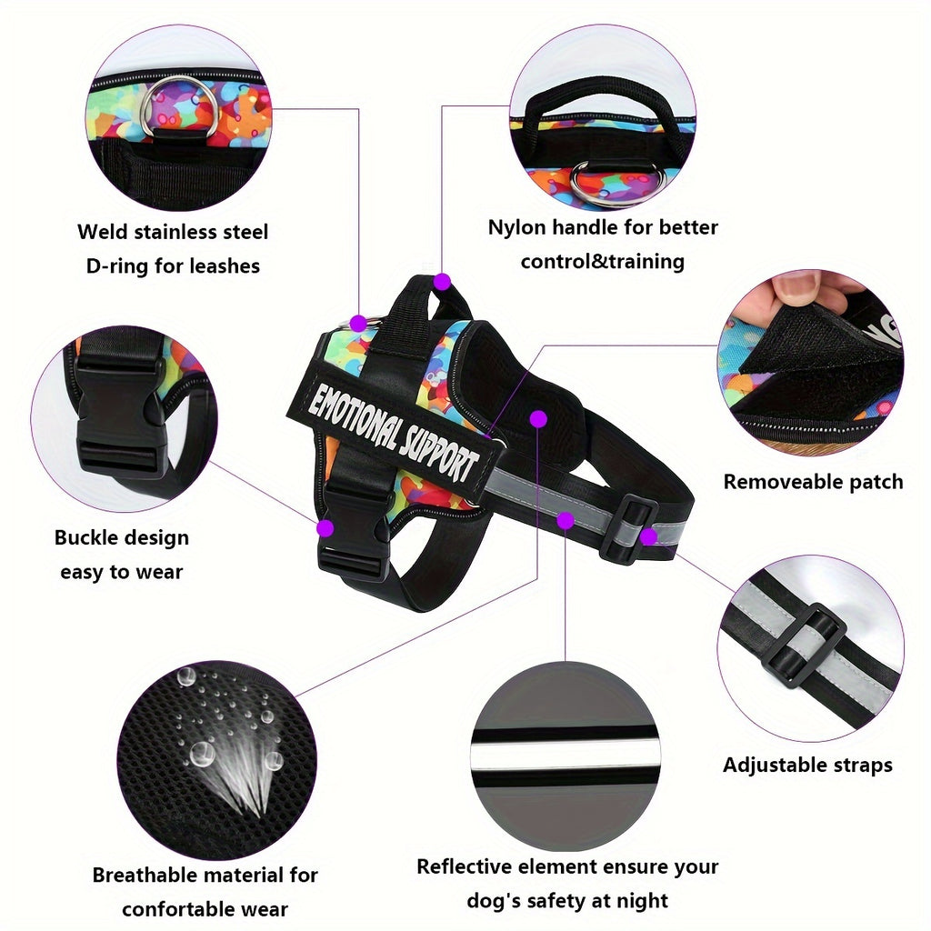 No-Pull Dog Walking Harness, Reflective Adjustable Everyday Training Gear for Small, Medium and Large Dogs in 11 Colors, XS to XXL