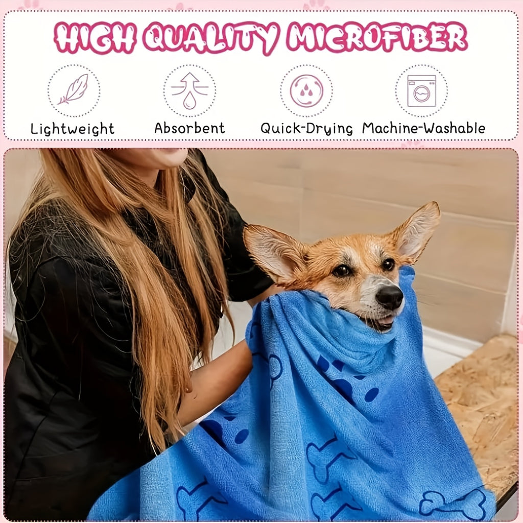 Microfiber Pet Towels 3-Pack, Soft Absorbent Quick-Drying Medium Bath Towels for Dog and Cat Grooming, Post-Bath Drying and Everyday Paw Cleanup