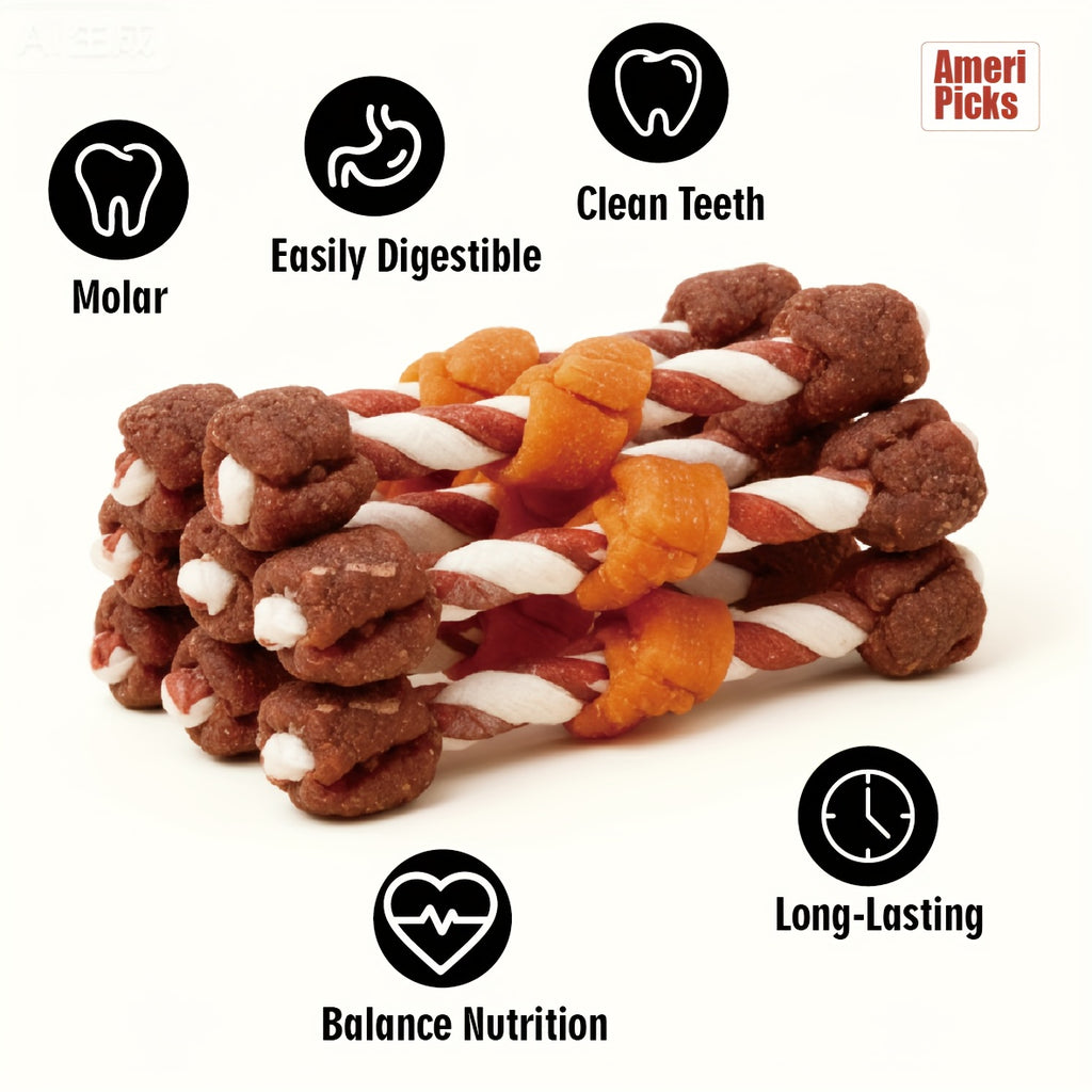 Dog Chew Kabobs with Chicken, Beef and Liver, Triple Flavor Dog Treats for Supervised Snack Time in 100g, 300g, 600g and 900g Packs
